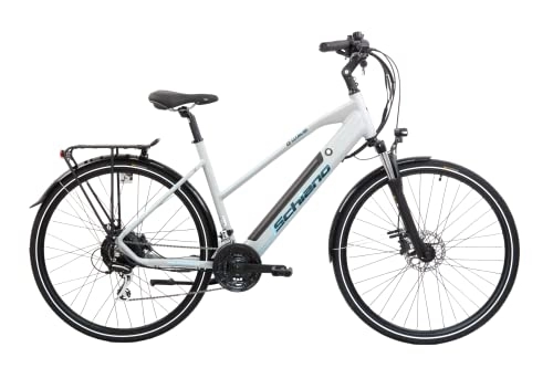 Electric Bike : F.lli Schiano E-Wave 28" E-Bike, Electric City Bicycles with 250W Motor and removable 36V 11.6Ah Lithium Battery, with Shimano 24 Speeds, for Women in Silver, LCD Display