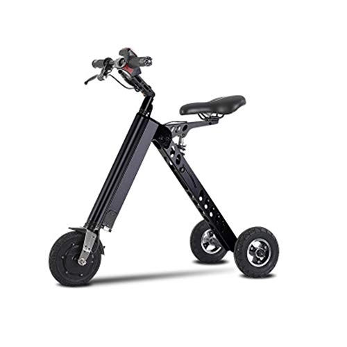 Electric Bike : F-spinbike Mini Folding Electric Car Adult 36V Lithium Battery Bicycle Tricycle 250W Portable Travel Battery Car (Can Withstand Weight 120KG), Black