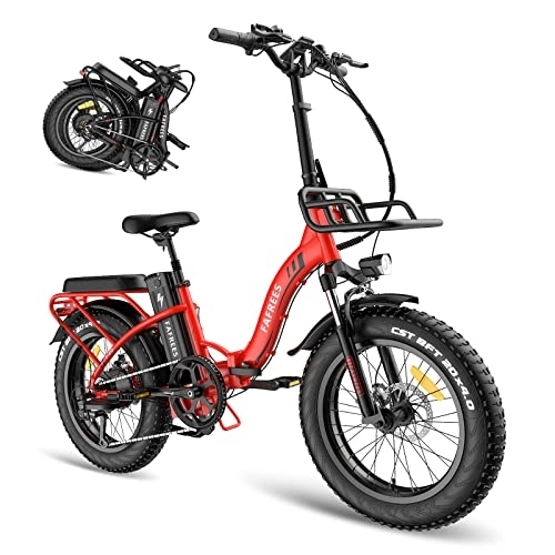 Electric Bike : Fafrees 1080Wh Electric Bike, Folding Electric Bike 48V 22.5Ah Battery with SAMSUNG Cells, 100KM Mileage Ebike for Adults, 20 * 4.0" Electric Mountain Bike Shimano 7 Speed, Official F20 Max 2023 Red