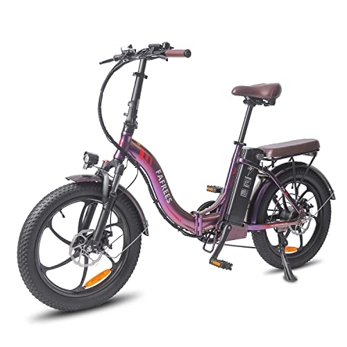 Electric Bike : Fafrees 20'' Electric Bike for Adults, F20 Pro Fat Tire Electric Bike with 36V 18AH Removable Battery, Foldable Bike for Women, Mountain Bike for Men, Weight Capacity 150kg, Shimano 7S (Purple)