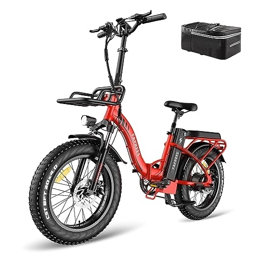 Electric Bike : Fafrees 20" Fat Tire Electric Bike, F20 MAX ebike with 48V 22.5Ah Removable Battery, Electric Bicycle Commute E-bike, LCD Display, Shimano 7 Speed, Folding bike for Adults (red)