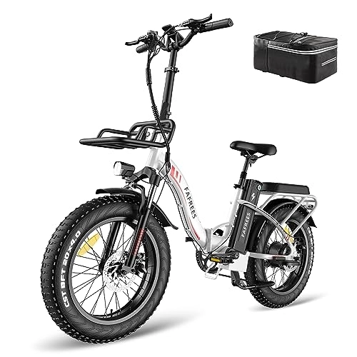 Electric Bike : Fafrees 20" Fat Tire Electric Bike, F20 MAX ebike with 48V 22.5Ah Removable Battery, Electric Bicycle Commute E-bike, LCD Display, Shimano 7 Speed, Folding bike for Adults (white)