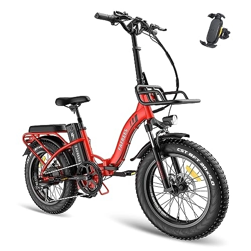 Electric Bike : Fafrees 20" Folding Electric Bike, Fat Tire E-bike, 48V 22.5Ah Battery Electric Bicycle with 3 Riding Modes City EBike, Height Adjustable, Unisex Adult (red)