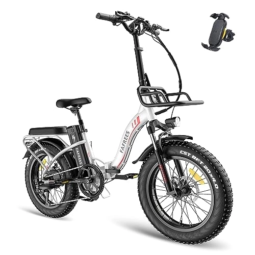 Electric Bike : Fafrees 20" Folding Electric Bike, Fat Tire E-bike, 48V 22.5Ah Battery Electric Bicycle with 3 Riding Modes City EBike, Height Adjustable, Unisex Adult (white)