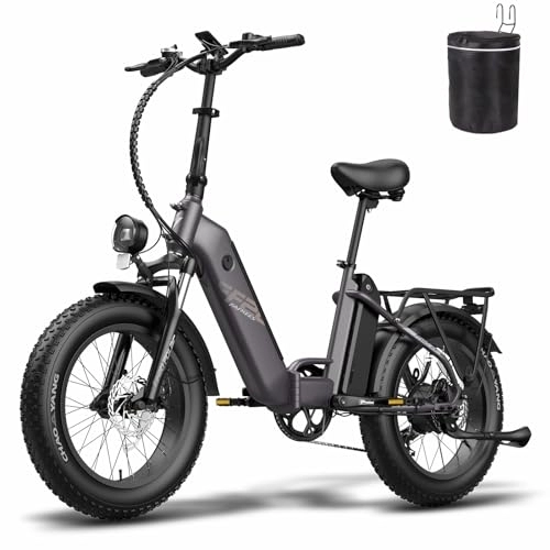 Electric Bike : Fafrees Electric Bike, 20 * 4.0 Inch City Electric Bike, 10.4 * 2 Batteries E-bike, Folding Electric Bicycle for Unisex Adults, Power Assist 70-150KM, 2023 FF20 POLAR (black)