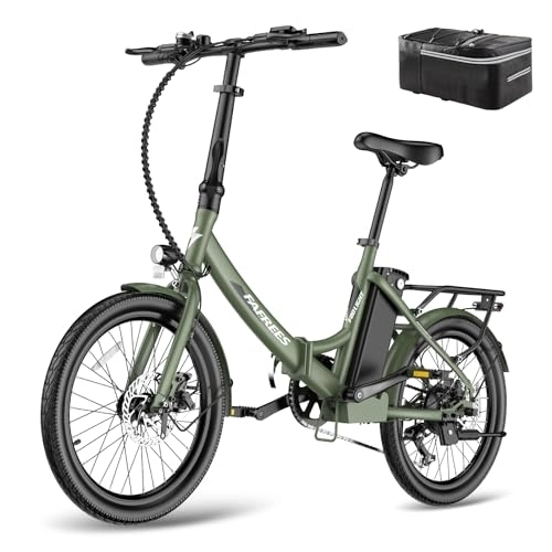 Electric Bike : Fafrees Electric Bike, 20" Fat Tire Ebikes, 14.5AH 36V 250W Folding Electric Bikes with UK plug，SHIMANO 7 Speeds, 55-110KM E Bike, City Electric Mountain Bicycle for Adults (Green)