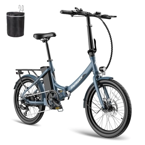 Electric Bike : Fafrees Electric Bike, 20" Fat Tire Ebikes, 14.5AH 36V 250W Folding Electric Bikeswith UK plug, 55-110KM E Bike with SHIMANO 7 Speeds, City electric Mountain Bicycle for Adults (Blue)
