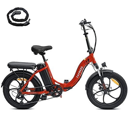 Electric Bike : Fafrees Electric Bike, 20" Fat Tire Ebikes, 16AH 36V 250W Folding Electric Bikes, 60-130KM E Bike with SHIMANO 7 Speeds, City electric Mountain Bicycle for Adults (red)