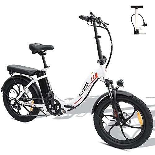 Electric Bike : Fafrees Electric Bike, 20" Fat Tire Ebikes, 16AH 36V 250W Folding Electric Bikes, 60-130KM E Bike with SHIMANO 7 Speeds, City electric Mountain Bicycle for Adults (white)