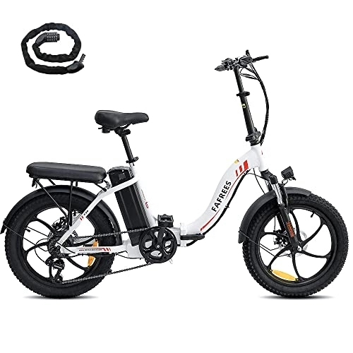 Electric Bike : Fafrees Electric Bike, 20" Fat Tire Ebikes, 16AH 36V 250W Folding Electric Bikes，SHIMANO 7 Speeds, 60-130KM E Bike, City electric Mountain Bicycle for Adults (White)
