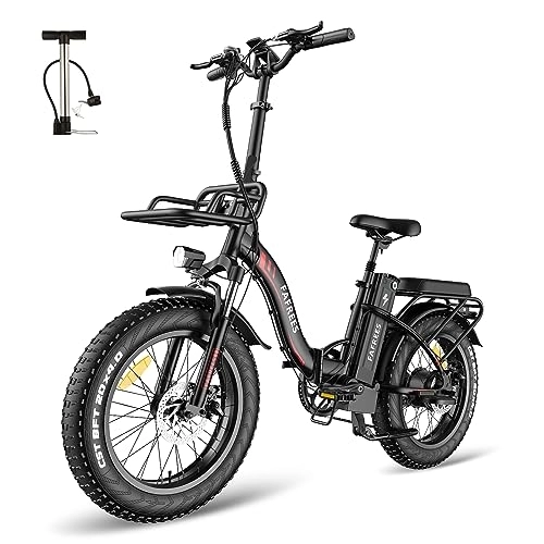 Electric Bike : Fafrees Electric Bike, 20" Fat Tire Ebikes, 48V 22.5Ah E Bike, 100-160KM Electric Folding Bikes with 7 Gears SHIMANO System City E Bike Mountain Bicycle for Adults (black)