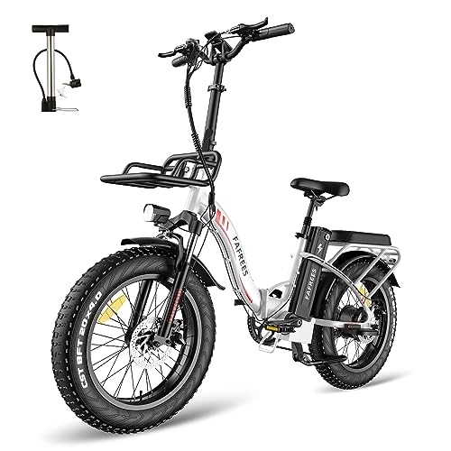 Electric Bike : Fafrees Electric Bike, 20" Fat Tire Ebikes, 48V 22.5Ah E Bike, 100-160KM Electric Folding Bikes with 7 Gears SHIMANO System City E Bike Mountain Bicycle for Adults (white)