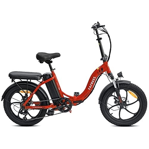 Electric Bike : Fafrees Electric Bike, 20" Folding Electric Bikes for Adults, 36V 16Ah / 576Wh Removable Battery Ebike 90KM Mileage Pedal Assist, 3.0" Fat Tire Electric Bike for Man Women, UK Legal F20 Upgrade Red