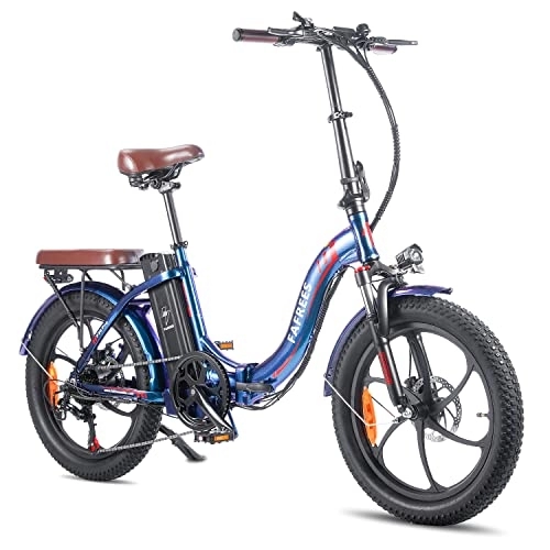 Electric Bike : Fafrees Electric Bike, 20" Folding Electric Bikes for Adults, 36V 18Ah / 648Wh Removable Battery Ebike 120-150KM Mileage Pedal Assist MTB, 3.0" Fat Tire Electric Bike for Man Women, F20 Pro Blue