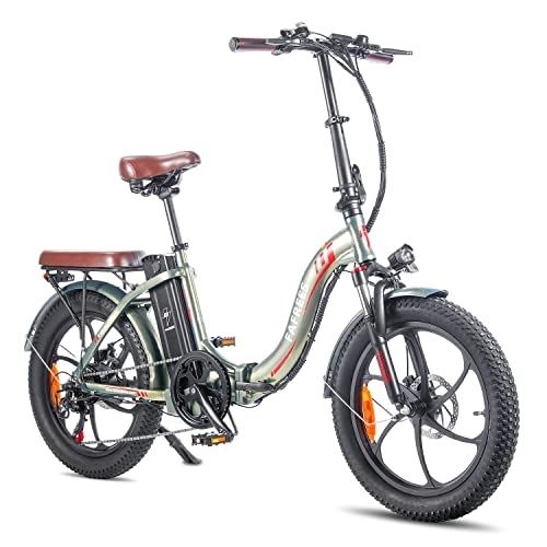 Electric Bike : Fafrees Electric Bike, 20" Folding Electric Bikes for Adults, 36V 18Ah / 648Wh Removable Battery Ebike 120-150KM Mileage Pedal Assist MTB, 3.0" Fat Tire Electric Bike for Man Women, F20 Pro Green