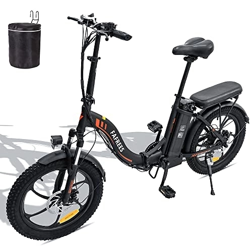 Electric Bike : Fafrees Electric Bike, 20 Inch Fat Tire Ebikes, 16AH 36V 250W City E-Bike, 60-130KM electric bicycle with SHIMANO 7 Speeds, electric mountain bike for Adults (Black)