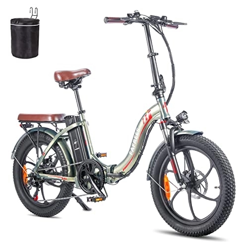 Electric Bike : Fafrees Electric Bike, 20 Inch Fat Tire Ebikes，18AH 36V 250W Folding electric bicycle, 70-150KM E-Bike with 3 Riding Modes, SHIMANO 7 Speeds, City e bikes Mountain Bicycle for Adults (Green)