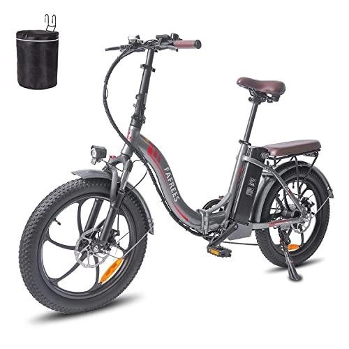 Electric Bike : Fafrees Electric Bike, 20 Inch Fat Tire Ebikes，18AH 36V 250W Folding electric bicycle, 70-150KM E-Bike with 3 Riding Modes, SHIMANO 7 Speeds, City e bikes Mountain Bicycle for Adults (Grey)