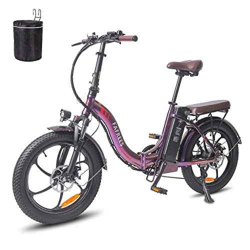 Electric Bike : Fafrees Electric Bike, 20 Inch Fat Tire Ebikes，18AH 36V 250W Folding electric bicycle, 70-150KM E-Bike with 3 Riding Modes, SHIMANO 7 Speeds, City e bikes Mountain Bicycle for Adults (Rose)