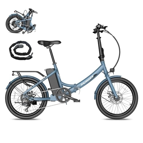Electric Bike : Fafrees Electric Bike, 20 Inch Fat Tire Ebikes, 36V 250W 14.5AH City E-Bike, 55-110KM electric bicycle with UK plug, SHIMANO 7 Speeds, electric mountain bike black for Adults (Blue)