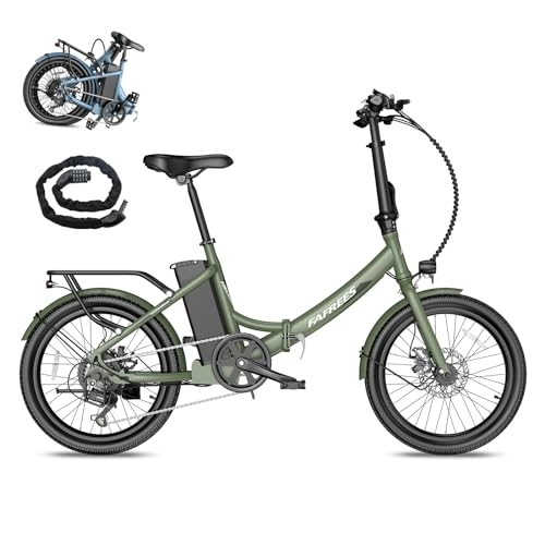 Electric Bike : Fafrees Electric Bike, 20 Inch Fat Tire Ebikes, 36V 250W 14.5AH City E-Bike, 55-110KM electric bicycle with UK plug, SHIMANO 7 Speeds, electric mountain bike black for Adults (Green)