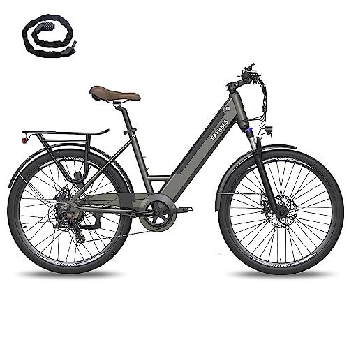 Electric Bike : Fafrees Electric Bike, 26 Inch E Bike, Pedal Assist City Bike with 36V 10Ah Electric Bike Battery, 250W, City E Bike for Adults (grey)
