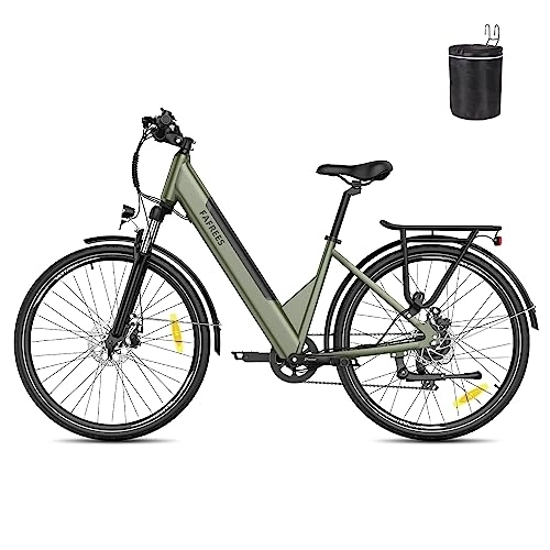 Electric Bike : Fafrees Electric Bike 27.5", Men Electric City Bicycle with 7 Speeds, 250W Motor and 36V 14.5Ah E-bike Battery, Women bike (green)