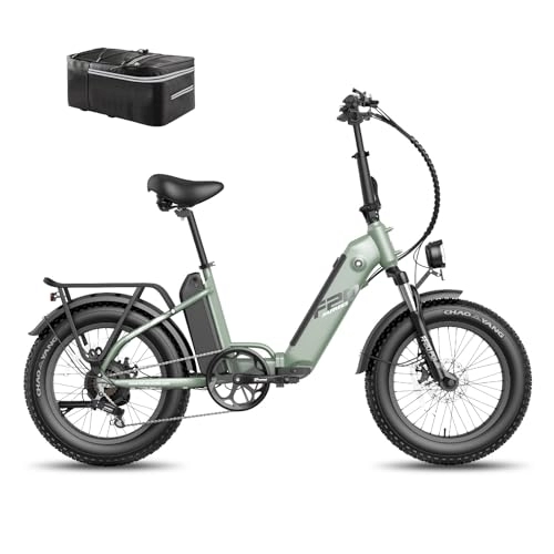 Electric Bike : Fafrees Electric Bike, 998Wh Folding Electric Bikes with 48V / 10.4Ah*2 Removable Batteries, Assist Mode to 140KM, 20 * 4.0 Fat Ebike for Adults, 65N.m MTB for Snow Beach Commute, FF20 Polar 2023 Green