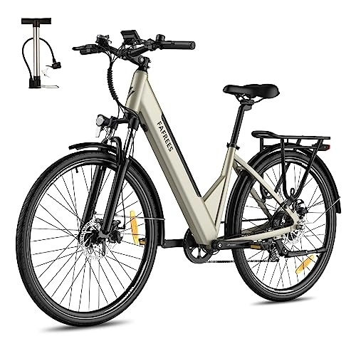 Electric Bike : Fafrees Electric Bike, E-bike Electric Power-assisted bike for women and men, 27.5inch city bike, with 250W motor, shinmano 7-speed, 36V 14.5AH removable e-bike battery for Adults (gold)