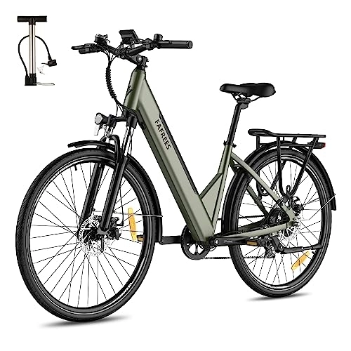 Electric Bike : Fafrees Electric Bike, E-bike Electric Power-assisted bike for women and men, 27.5inch city bike, with 250W motor, shinmano 7-speed, 36V 14.5AH removable e-bike battery for Adults (green)