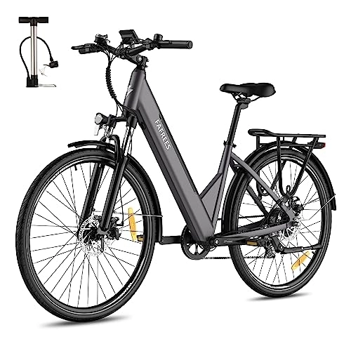 Electric Bike : Fafrees Electric Bike, E-bike Electric Power-assisted bike for women and men, 27.5inch city bike, with 250W motor, shinmano 7-speed, 36V 14.5AH removable e-bike battery for Adults (grey)