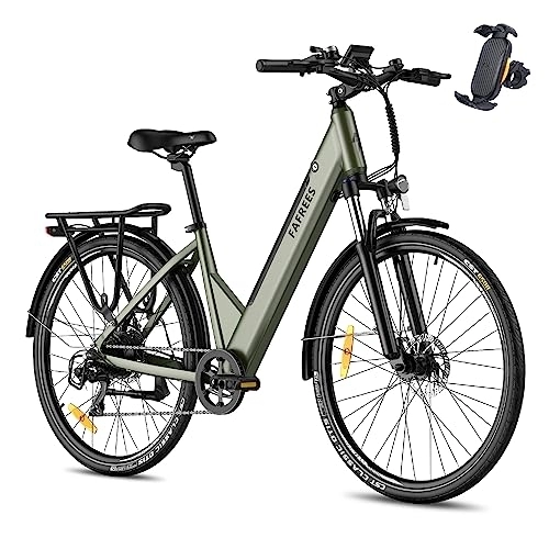 Electric Bike : Fafrees Electric Bike, F28 PRO Women City Bike 250W, 27.5" Electric Bicycle with 36V 14.5Ah Removable E-Bike Battery, LCD Display, Dual Disk Brake, Shimano 7 Speed, men electric bike (green)