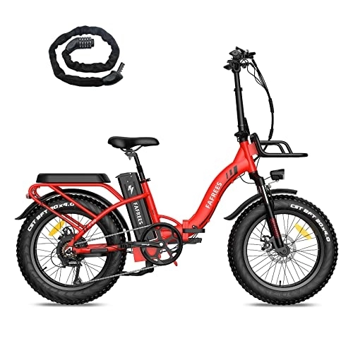 Electric Bike : Fafrees Electric Bike, Folding Electric Bike for Adults, 48V 22.5Ah 1080 Watthours Battery with SAMSUNG Cells, 100KM Mileage Ladies Ebike, 20 * 4 INCHES Fat Tire Electric Bicycle for Men, F20 Max Red