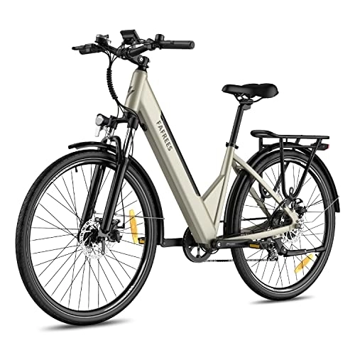 Electric Bike : Fafrees Electric Bike with APP, Ebike with 36V 14.5Ah Battery 100KM Pedal Assist, 27.5 Inches Electric Bikes for Adult Low Frame, 250W City Electric Bicycle, Shimano 7 Speed, UK Legal, F28 Pro Gold
