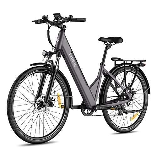 Electric Bike : Fafrees Electric Bike with APP, Ebike with 36V 14.5Ah Battery 100KM Pedal Assist, 27.5 Inches Electric Bikes for Adult Low Frame, 250W City Electric Bicycle, Shimano 7 Speed, UK Legal, F28 Pro Gray