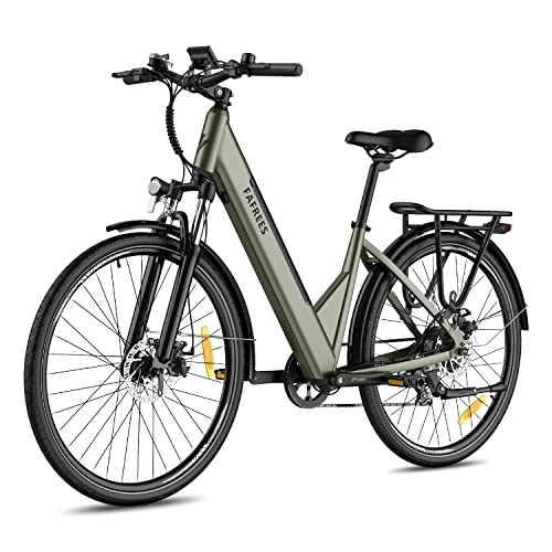 Electric Bike : Fafrees Electric Bike with APP, Ebike with 36V 14.5Ah Battery 100KM Pedal Assist, 27.5 Inches Electric Bikes for Adult Low Frame, 250W City Electric Bicycle, Shimano 7 Speed, UK Legal, F28 Pro Green