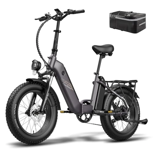 Electric Bike : Fafrees Electric Bikes FF20 Polar E Bike men's fat bike, UK Plug 48V 10.4Ah*2 batteries up to 160KM, 20 inch folding e bicycle, Women's electric bike for 160-200CM 150 kg Shimano 7S (Black)