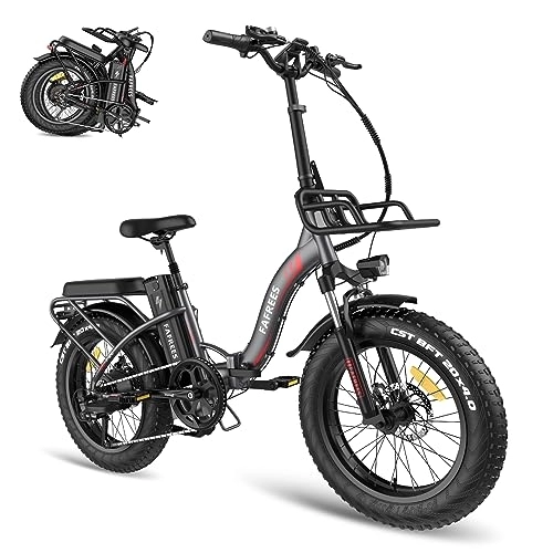Electric Bike : Fafrees Electric Bikes for Adult, 48V 22.5Ah Fat Tire bikes Bicycles, Removable Lithium-Ion Battery, Folding Bike for Mens (grey)