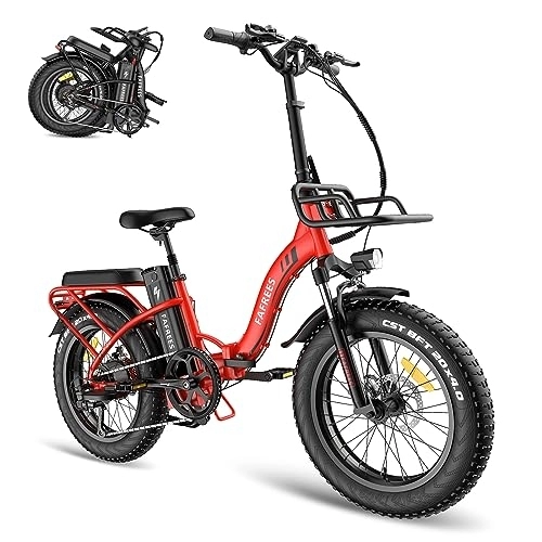Electric Bike : Fafrees Electric Bikes for Adult, 48V 22.5Ah Fat Tire bikes Bicycles, Removable Lithium-Ion Battery, Folding Bike for Mens (red)
