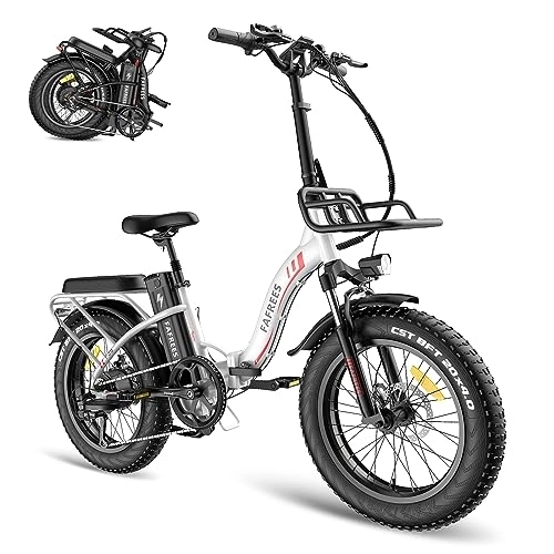 Electric Bike : Fafrees Electric Bikes for Adult, 48V 22.5Ah Fat Tire bikes Bicycles, Removable Lithium-Ion Battery, Folding Bike for Mens (white)