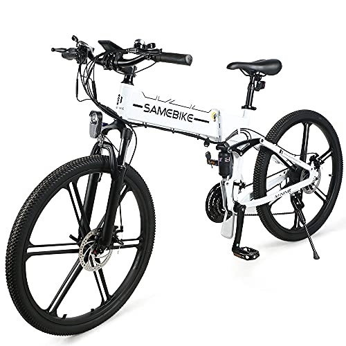 Electric Bike : Fafrees Electric Bikes for Adult, Magnesium Alloy Folding Electric Mountain Bike All Terrain, 26" 48V 350W 10.4Ah Removable Lithium-Ion Battery, Black (White)