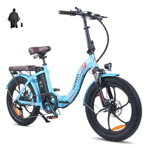 Electric Bike : Fafrees Electric Bikes for Adults, 20" Folding Electric Bike Electric Bicycle with 36V 18AH Battery with Shimano 7 Gears for City Mountain Snow, F20 Pro Cyan