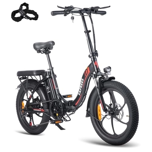 Electric Bike : Fafrees F20 Electric Bicycle, 20 * 3.0 Inch Fatbike, Folding Electric Urban Bike, 250W 16AH Unisex Adult E-bike, Power Assist 60-110KM (Black)