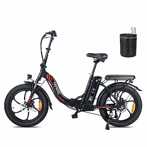 Electric Bike : Fafrees F20 Electric Bicycle, 20 Inch Folding Electric Urban Bike, 250W Fatbike, 36V / 16AH Battery, Shimano 7 Speed, Unisex Adult ebike, Range: 60-120KM (Black)