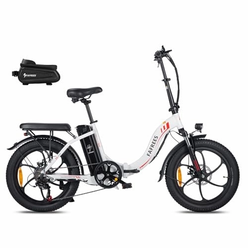 Electric Bike : Fafrees F20 Electric Bikes, 20 Inch Folding City Electric Bicycle, 250W Fatbike, 36V / 16AH Battery ebike, Electric Mountain Bike for Adults, Range 60-120KM, White