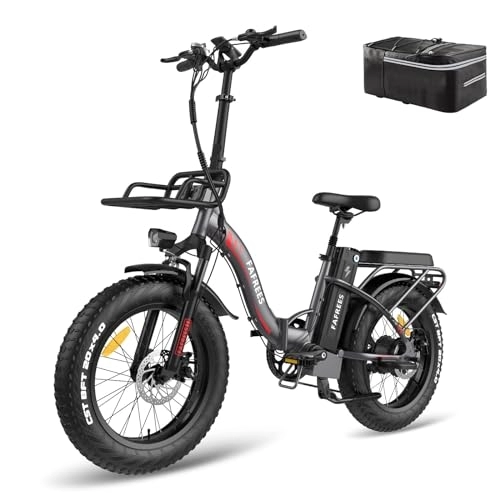 Electric Bike : Fafrees F20 MAX Electric Bike, 20 * 4.0inch Fatbike Folding Electric Mountain Bicycle, 48V 22.5Ah Removable Battery, Front Basket, Shimano 7 Speed, Range 90-150KM, Unisex Adult Ebike (Gray)