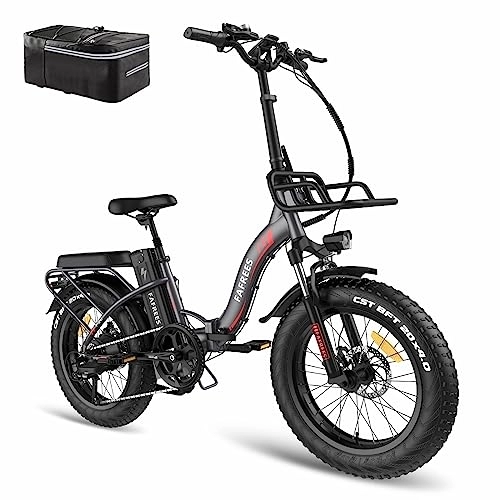 Electric Bike : Fafrees F20 MAX Electric Bike, 20 * 4.0inch Fatbike Folding Electric Mountain Bicycle, 48V 22.5Ah Removable Battery, Front Basket, Shimano 7 Speed, Range 90-150KM, Unisex Adult Ebike (Grey)