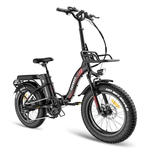 Electric Bike : Fafrees F20 MAX Electric Bikes, 20 * 4.0inch Fatbike Fold Electric Bicycle, 48V 22.5Ah Battery Ebike, Range 90-150KM, Front Basket, Electric Mountain Bike for Adults, Black
