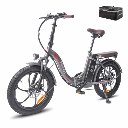 Electric Bike : Fafrees F20 PRO Electric Bicycle, 20 * 3.0 Inch Fatbike Folding Electric Bike, 250W Electric Mountain Bike, 36V / 18A Removable Battery, Unisex Adult ebike, Range 70-130KM (Grey)
