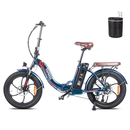 Electric Bike : Fafrees F20 PRO Electric Bike, 250W Folding Electric Bicycle, 20 * 3.0 Inch Fatbike, 36V / 18A Removable Battery Ebike, Range 70-130KM, Electric Mountain Bike for Adults (Blue)